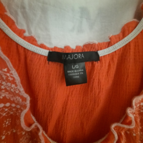 Majora, Cotton peach and white dress.  Size Lg - Picture 4 of 4